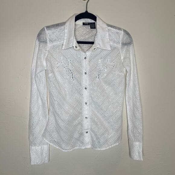 Vanity White Western Snap Front Shirt Sz Small - Picture 5 of 8